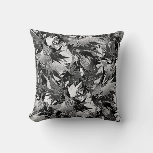 Gray White  Black Elegant Abstract Pattern Throw Pillow