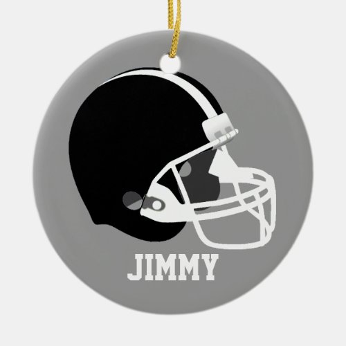 Gray White  Black Football Helmet Ornament