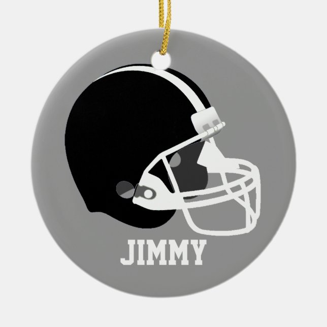 Gray, White, & Black Football Helmet Ornament (Front)