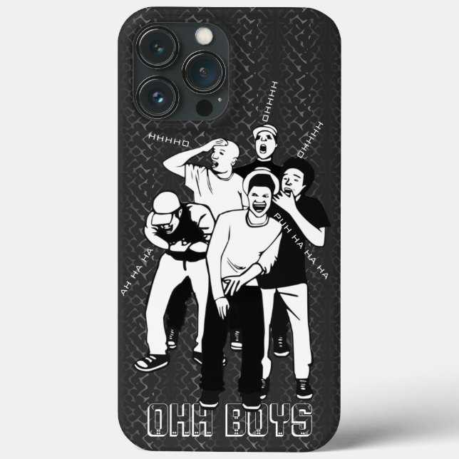 gray white black LAUGHING OHH BOYS Case-Mate iPhone Case (Back)