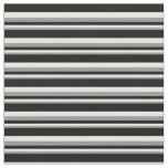 [ Thumbnail: Gray, White & Black Lined/Striped Pattern Fabric ]