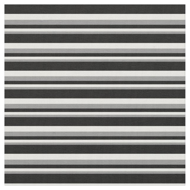 Gray, White & Black Lined/Striped Pattern Fabric (Close Up)