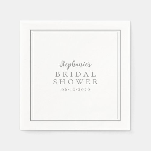 Gray White Bridal Shower Wedding Simple Modern Napkins
