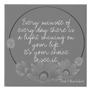 Gray & White Buddhist Quote Inspirational Faux Canvas Print