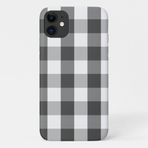 Gray White Buffalo Check Plaid iPhone 11 Case