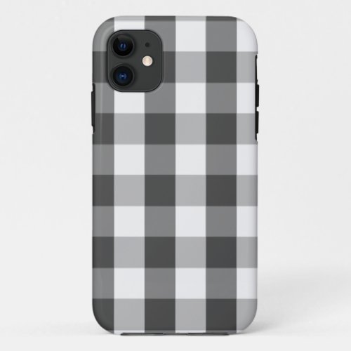 Gray White Buffalo Check Plaid iPhone 11 Case