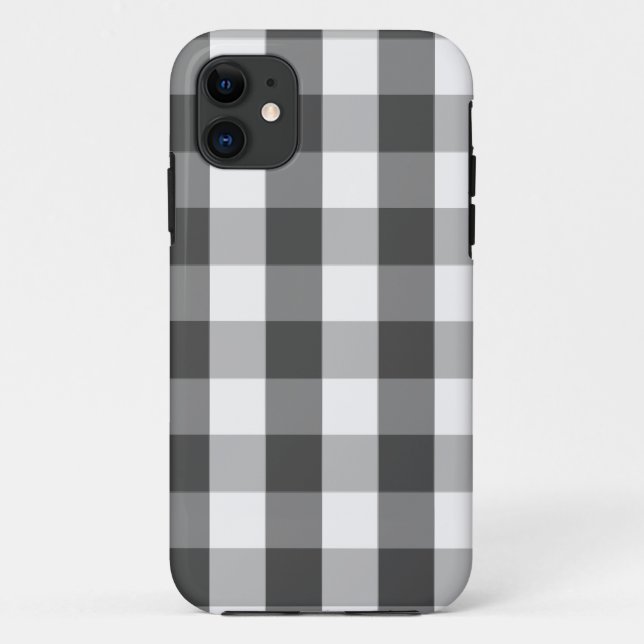 Gray White Buffalo Check Plaid Case-Mate iPhone Case (Back)