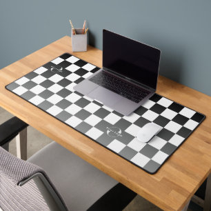 Gray & white Business logo Company brand Checkers Desk Mat
