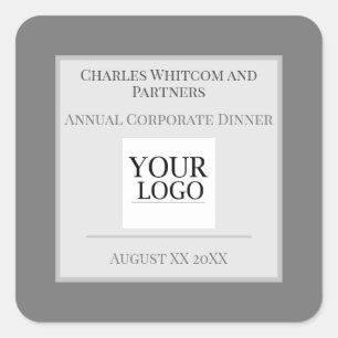 Gray & White Business or Company Event with Logo Square Sticker