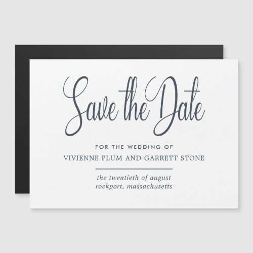 Gray  White Calligraphy Wedding Save the Date Magnetic Invitation