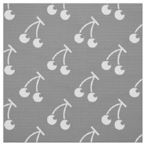 Gray white cherries pattern fabric
