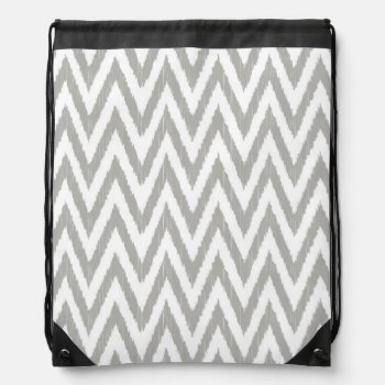 Gray & White Chevron Drawstring Bag by BohemianGypsyJane at Zazzle