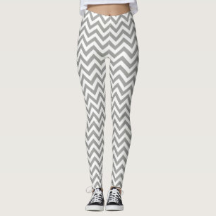 Gray White Chevron Leggings