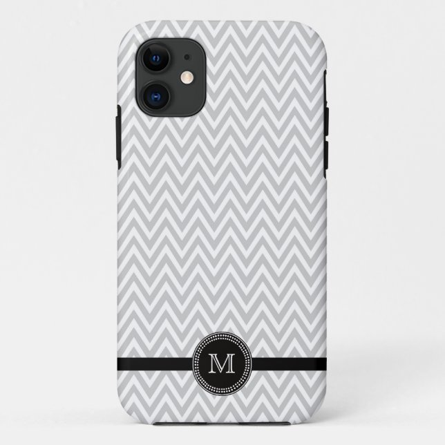 Gray white chevron monogram iphone 5 case (Back)