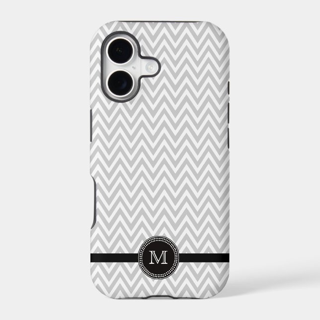 Gray white chevron monogram iphone 5 case (Back)