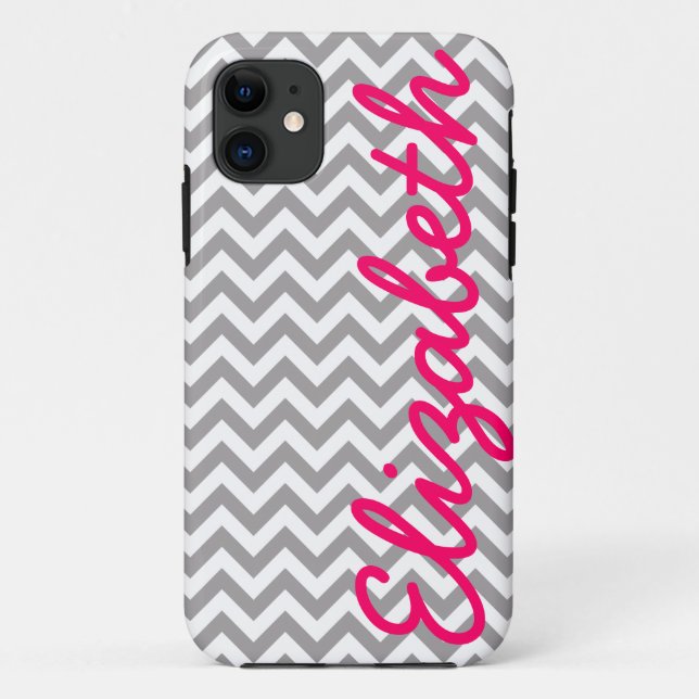 Gray White Chevron Pattern Case-Mate iPhone Case (Back)