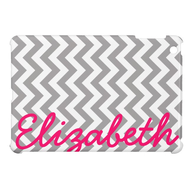 Gray White Chevron Pattern Cover For The iPad Mini (Back Horizontal)
