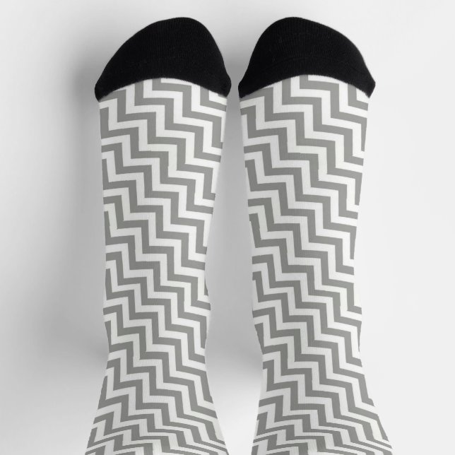 Gray White Chevron Socks (Top)