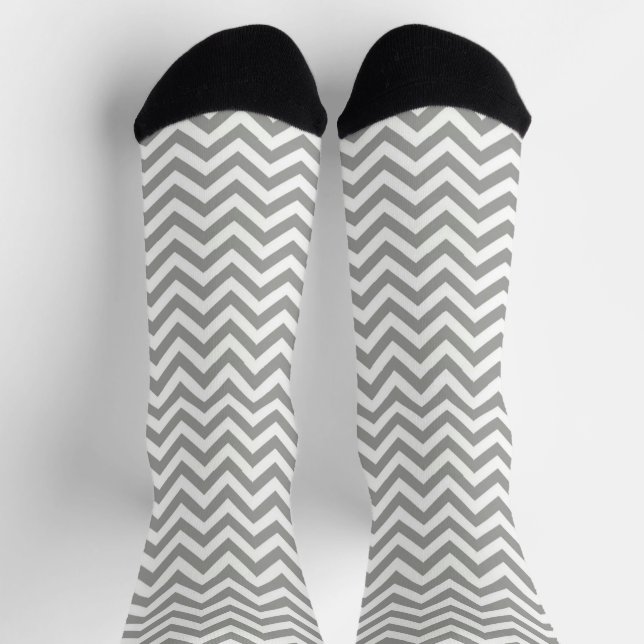 Gray White Chevron Socks (Top)