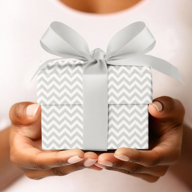 Gray & White Chevron Stripe Baby Shower Wrapping Paper (Cute Gender Neutral Gray & White Chevron Stripes Pattern for Baby. Elegant Gray & White Zigzag Lines)