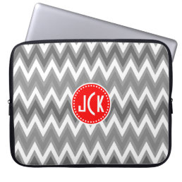Gray &amp; White Chevron Zigzag Geometric Pattern 2 Laptop Sleeve
