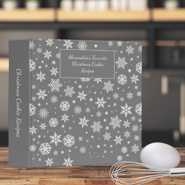 Gray & White Christmas Cookie Monogram Recipe 3 Ring Binder (Creator Uploaded)