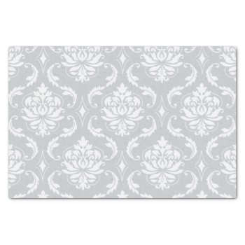 Gray White Classic Damask Pattern Tissue Paper by DamaskGallery at Zazzle