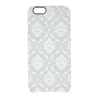 Gray White Classic Damask Pattern Clear iPhone 6/6S Case