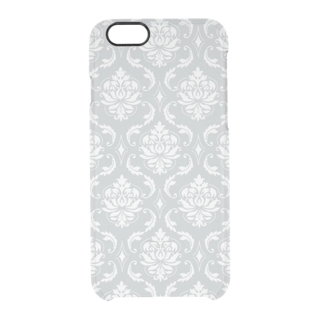 Gray White Classic Damask Pattern Uncommon iPhone Case (Back)