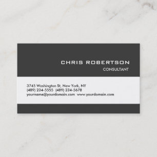 Gray White Classical Trendy Standard Business Card