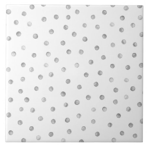 Gray White Confetti Dots Pattern Ceramic Tile