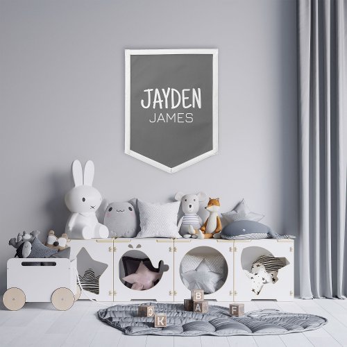 Gray White Custom Name Boys Bedroom Decor Wall Pe Pennant