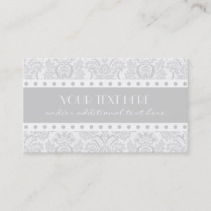 Gray & White Damask Business Card