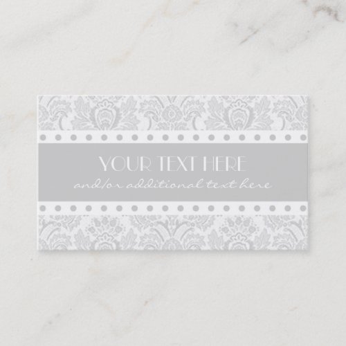 Gray &amp; White Damask Business Card
