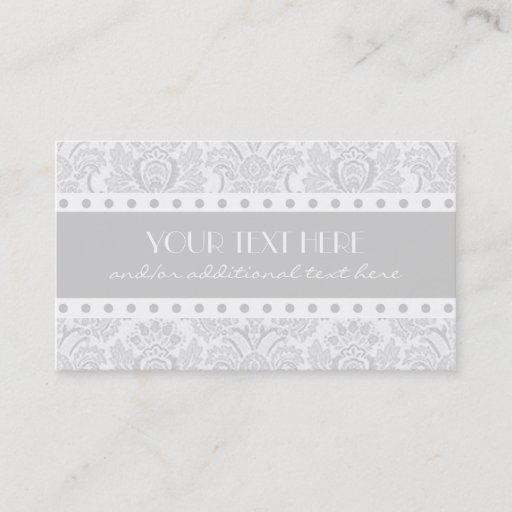 Customizable Gray &amp; White Damask Business Card