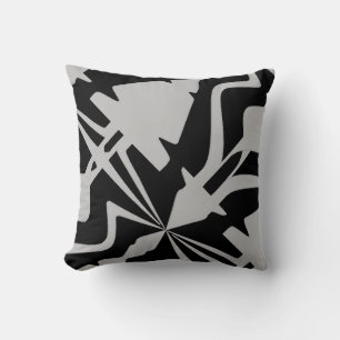 Gray White Diagonal Large Abstract Sound Wave Throw Pillow