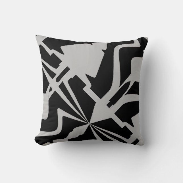 Gray White Diagonal Large Abstract Sound Wave Throw Pillow (Front)