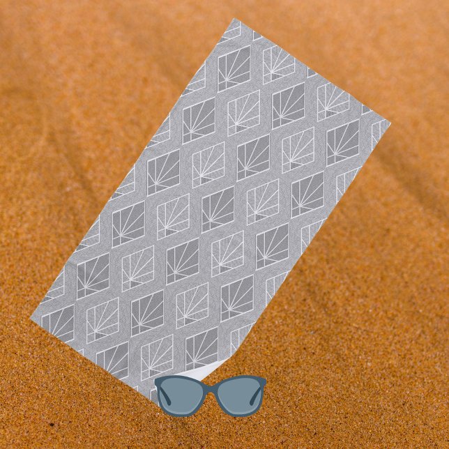 Gray & White Diamonds Art Deco Pattern  Beach Towel (Creator Uploaded)