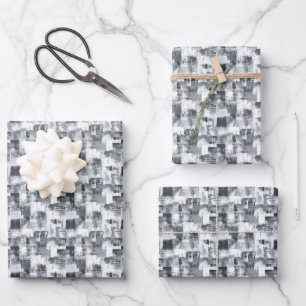 Gray & White Distressed Paint Wrapping Paper Sheets