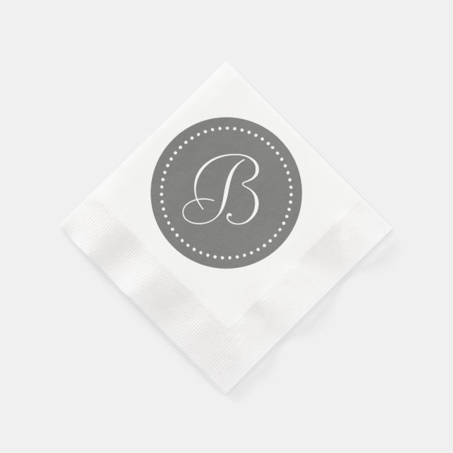 Gray/White Dot Monogram Paper Napkins (Corner)