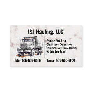 Gray White Dump Truck Business Card