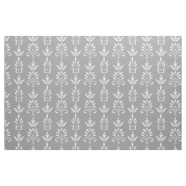Gray white elegant damask pattern fabric