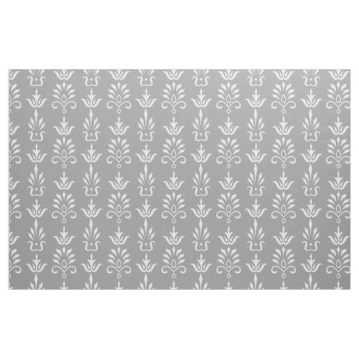 Gray white elegant damask pattern fabric