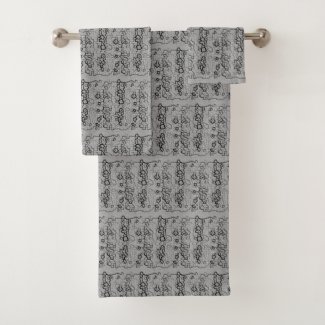 Gray, white, elegant pattern Towel Set