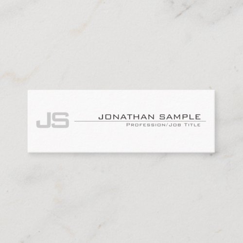 Gray White Elegant Trendy Monogram Simple Design Mini Business Card