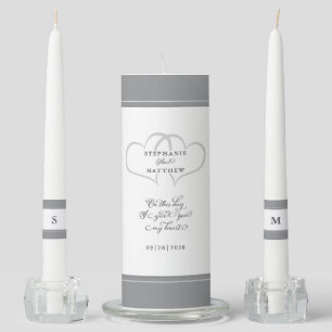 Gray & White Elegant Wedding Ceremony Bride Groom Unity Candle Set