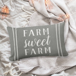 Gray & White Farm Sweet Farm Lumbar Pillow
