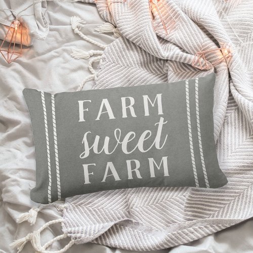 Gray  White Farm Sweet Farm Lumbar Pillow