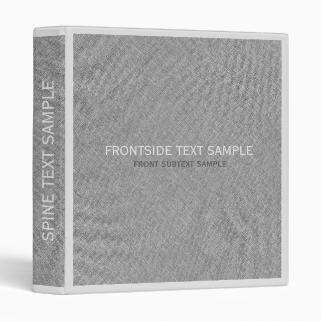 Gray & White Faux Linen Texture Look Binder (Front/Spine)