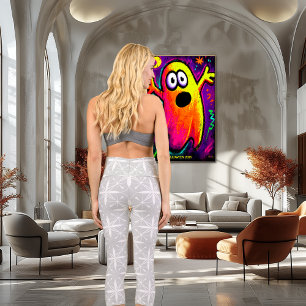 Gray & White Floral Geometry   Elegant Minimal Capri Leggings